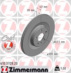 Zimmermann Volvo S90 V90 XC90 Arka Fren Diski Takım 31400778