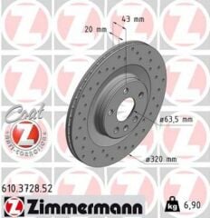 Zimmermann Volvo S90 V90 XC90 Delikli Arka Fren Diski Takım 31400778